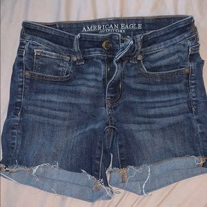american eagle darkwash jean shorts